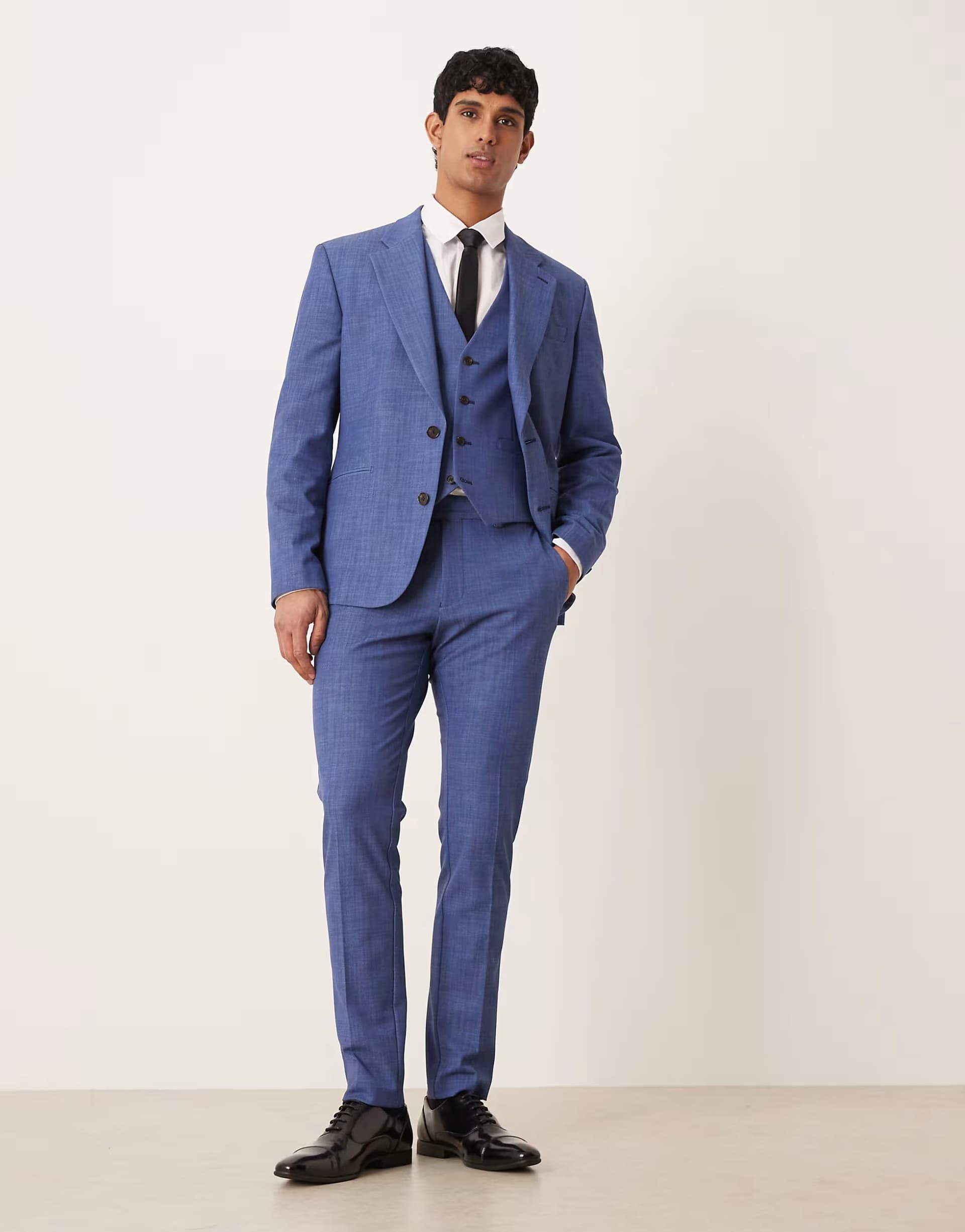 ASOS ASOS DESIGN skinny suit trousers in blue slub