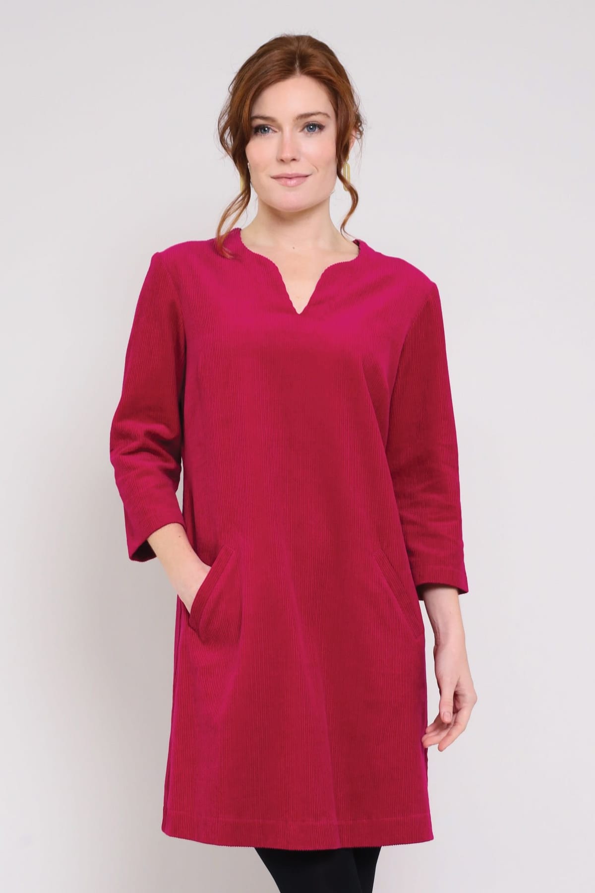Nomads Clothing Nomads Clothing Women's Cotton Chunky Cord Tunic Dress in Crimson - 1