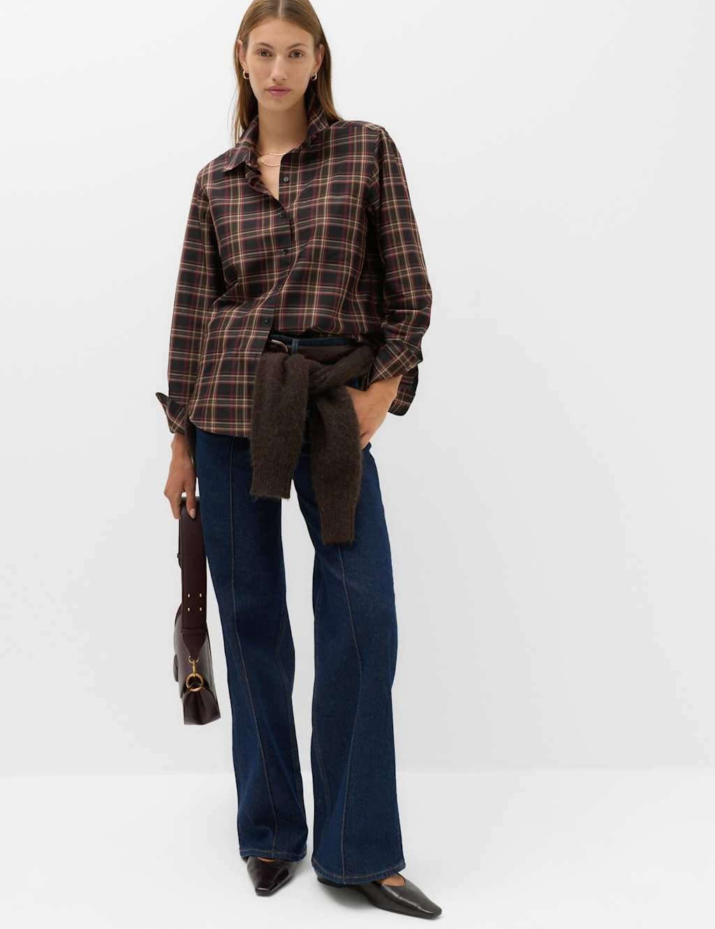 Marks & Spencer M&S Checked Shirt Black Mix