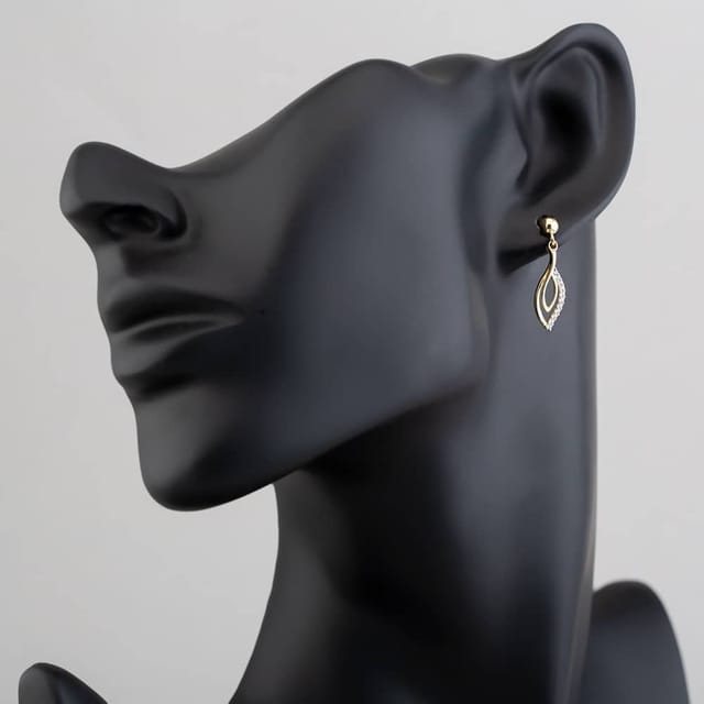 T.H.Baker T.H.Baker Women's 9ct Yellow Gold Cubic Zirconia Pear Shaped Dropper Earrings H17-5070-Y - 2