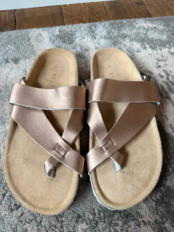 Next Next rose gold real soft leather Flat sandals size 5