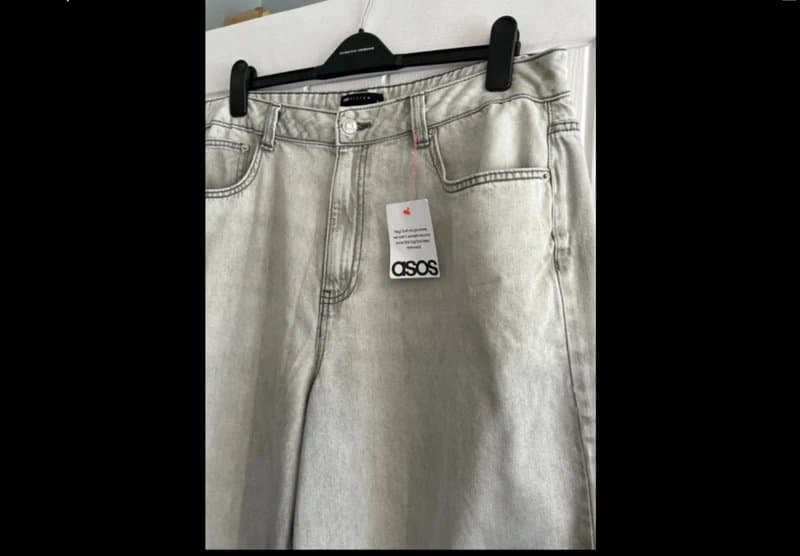 ASOS New with tags ASOS grey denim wide leg jeans 14 L30”