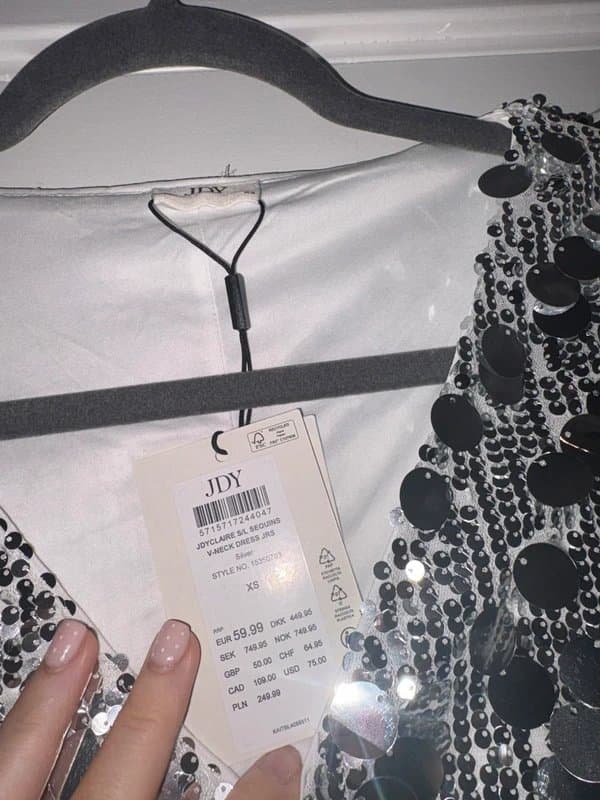 JDY JDY silver Disc Sequin Embellished Dress Size Xs 6/8 Party Occasion Abba Festival