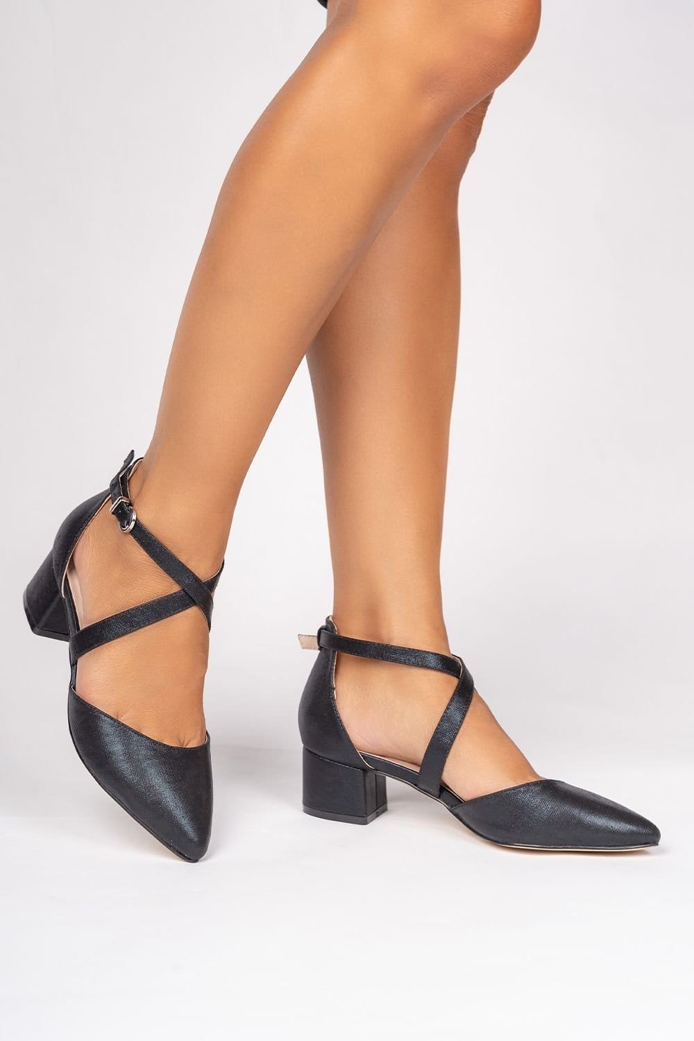 Paradox London Paradox London Women's 'Fran' Wide Fit Low Block Heel Court Shoe in Black - 4