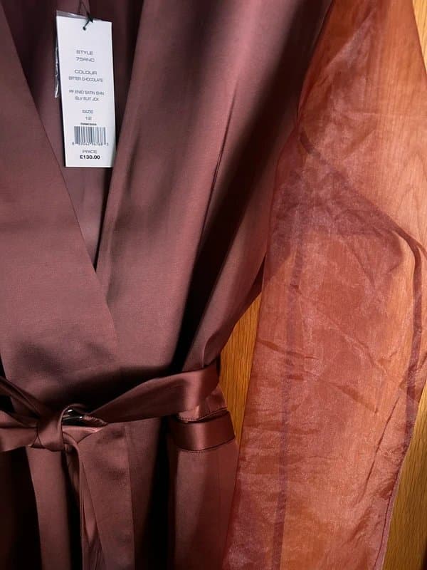 French Connection Chocolate/burgundy satin suit jacket and trouser set