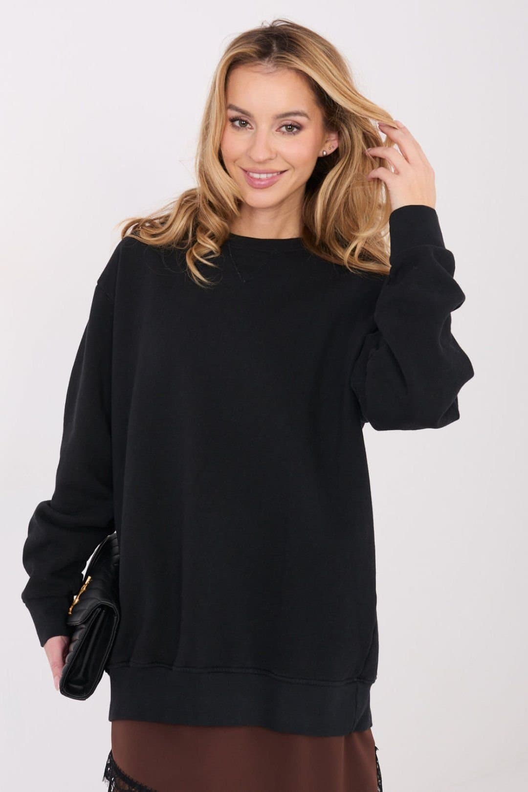 Love Lace Love Lace Women's Soft Cotton Elastane Sweatshirt for Everyday in Black