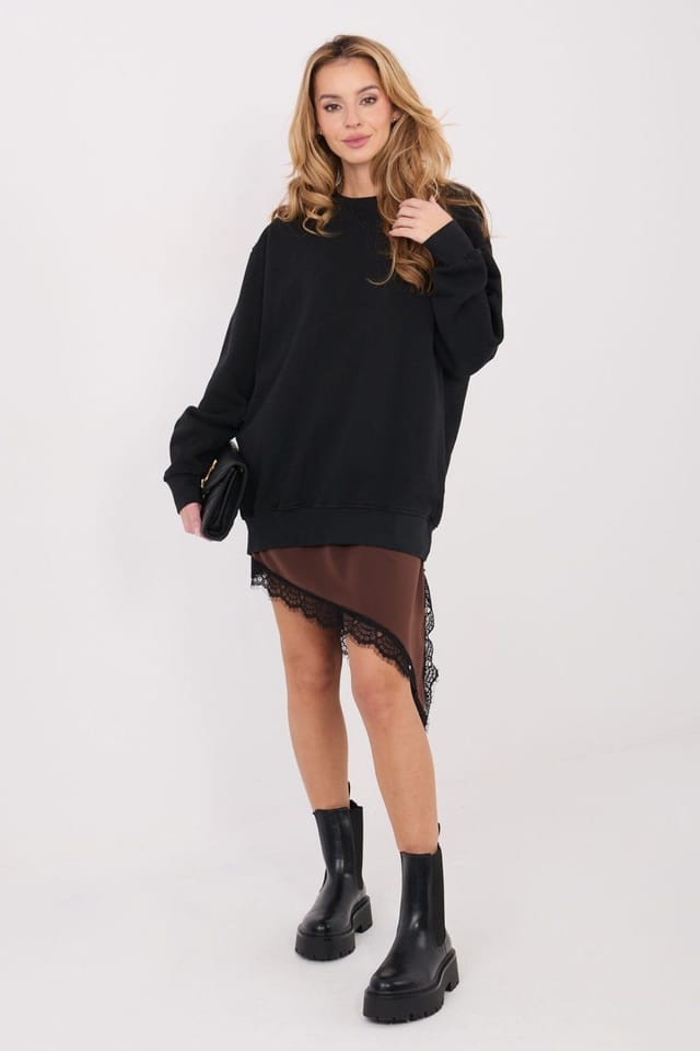Love Lace Love Lace Women's Soft Cotton Elastane Sweatshirt for Everyday in Black - 2