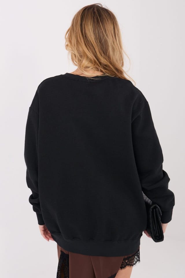 Love Lace Love Lace Women's Soft Cotton Elastane Sweatshirt for Everyday in Black - 3