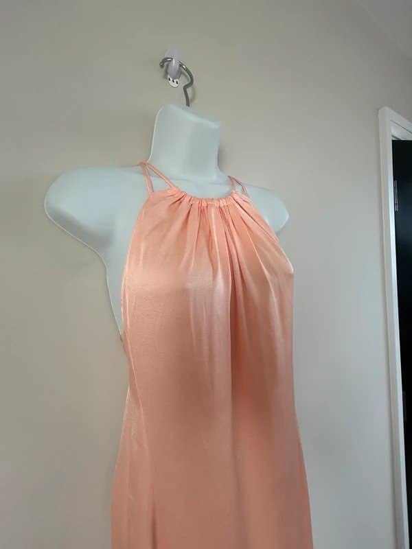 Reiss * NEW* (with tags / shop floor) Reiss Peach Tallie Satin Halterneck Maxi Dress (RRP£160) XS / S