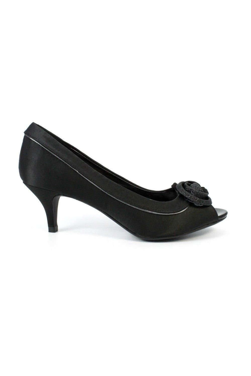 Lunar Lunar Women's Ripley Satin Court Shoes in Black - 3