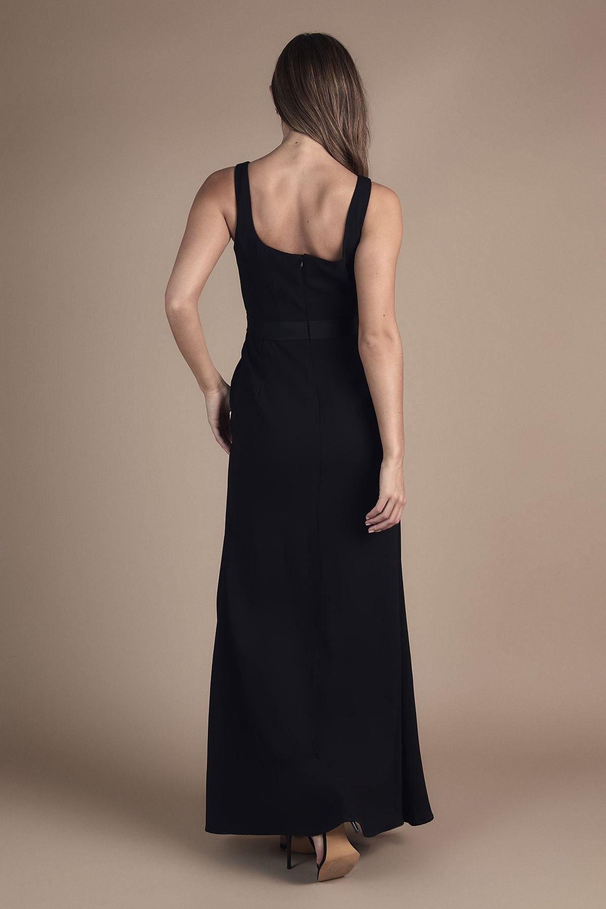 Coast Coast Women's Square Neck Bow Detail Crepe Maxi Bridesmaid Dress in Black - 3