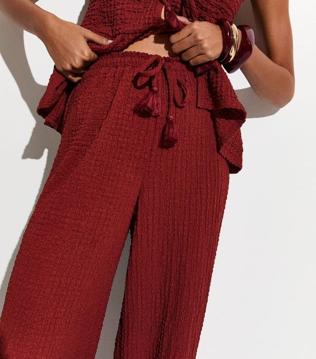 New Look Women's Rust Textured Jersey Beach Trouser New Look - 2