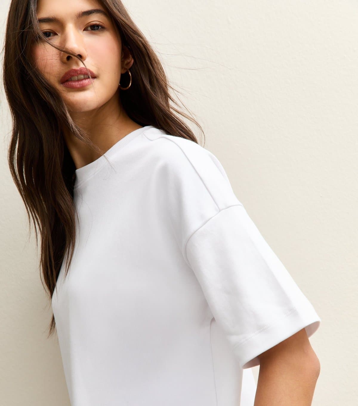 New Look Women's Premium White Heavyweight Cotton Side Split T-Shirt New Look