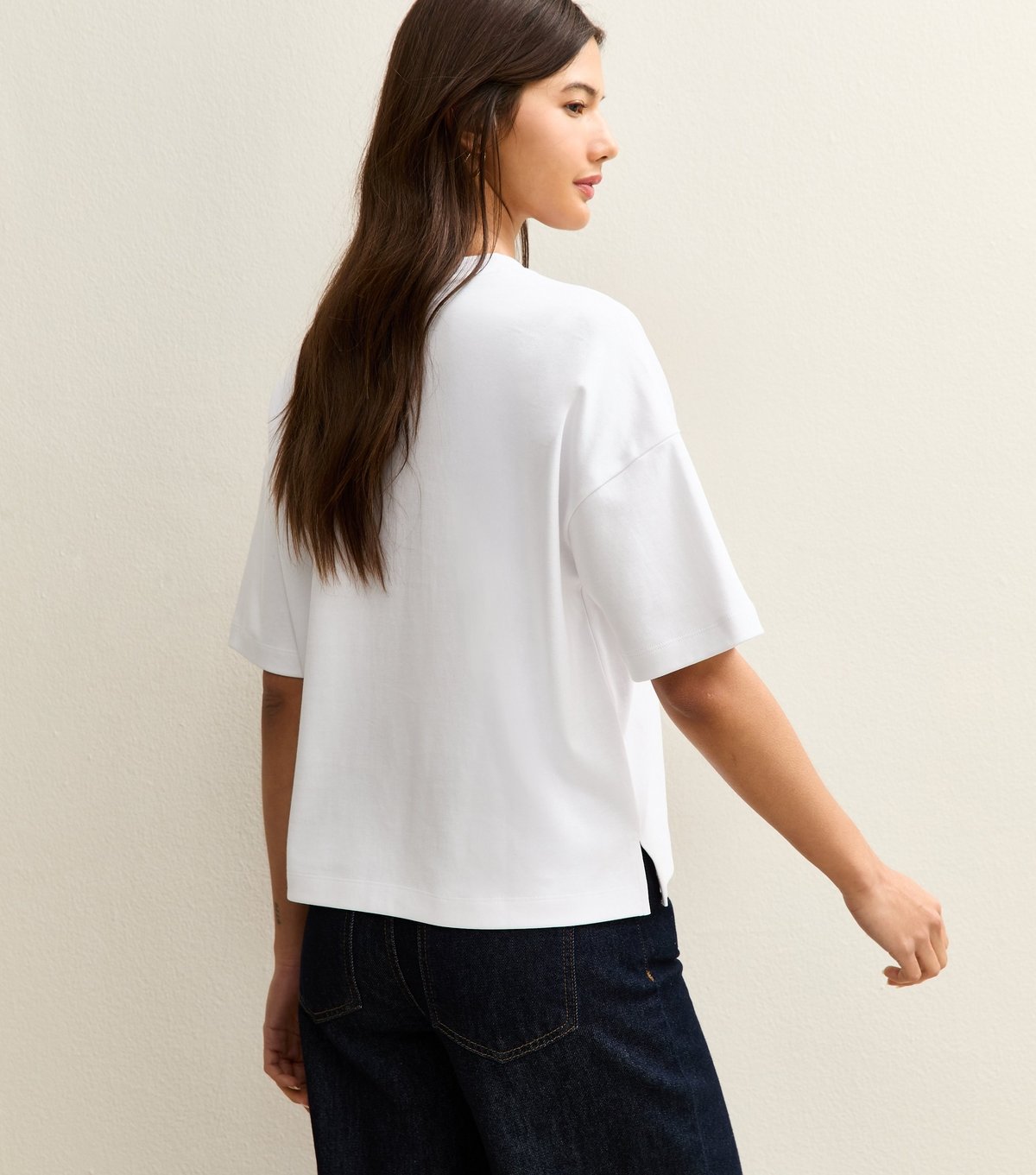 New Look Women's Premium White Heavyweight Cotton Side Split T-Shirt New Look - 4