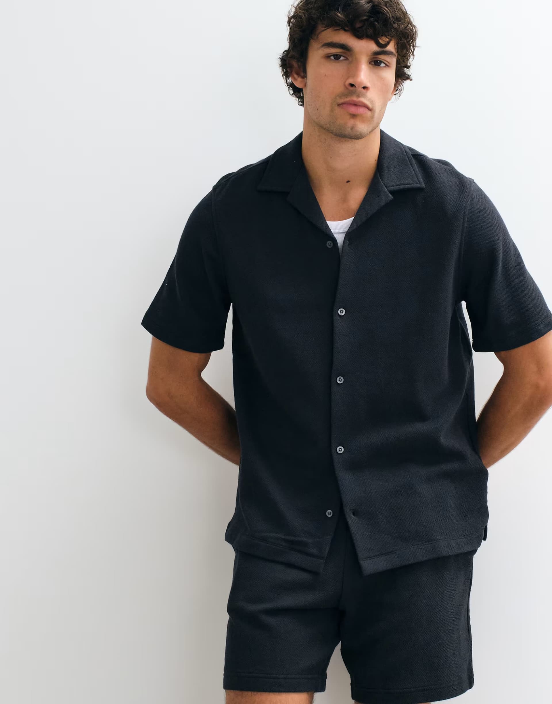 ASOS GAP towelling shirt co-ord in black