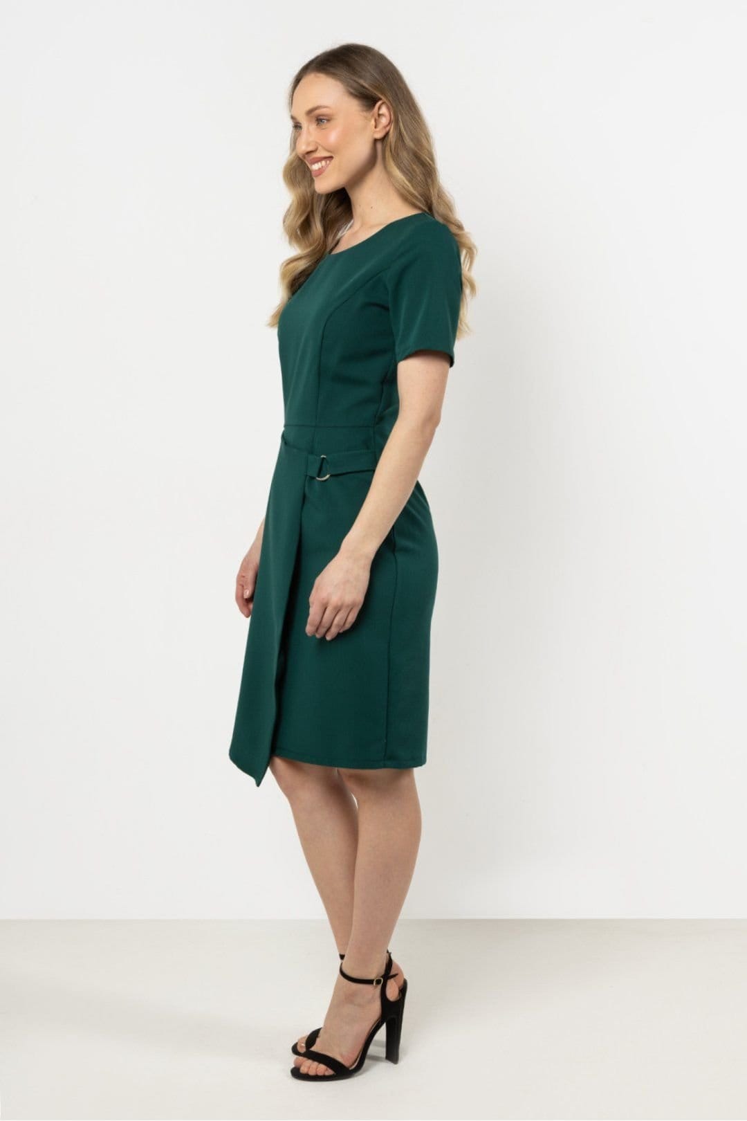 Love Lace Love Lace Women's Asymmetrical Hem Pencil Day Dress with Slit in Green - 4