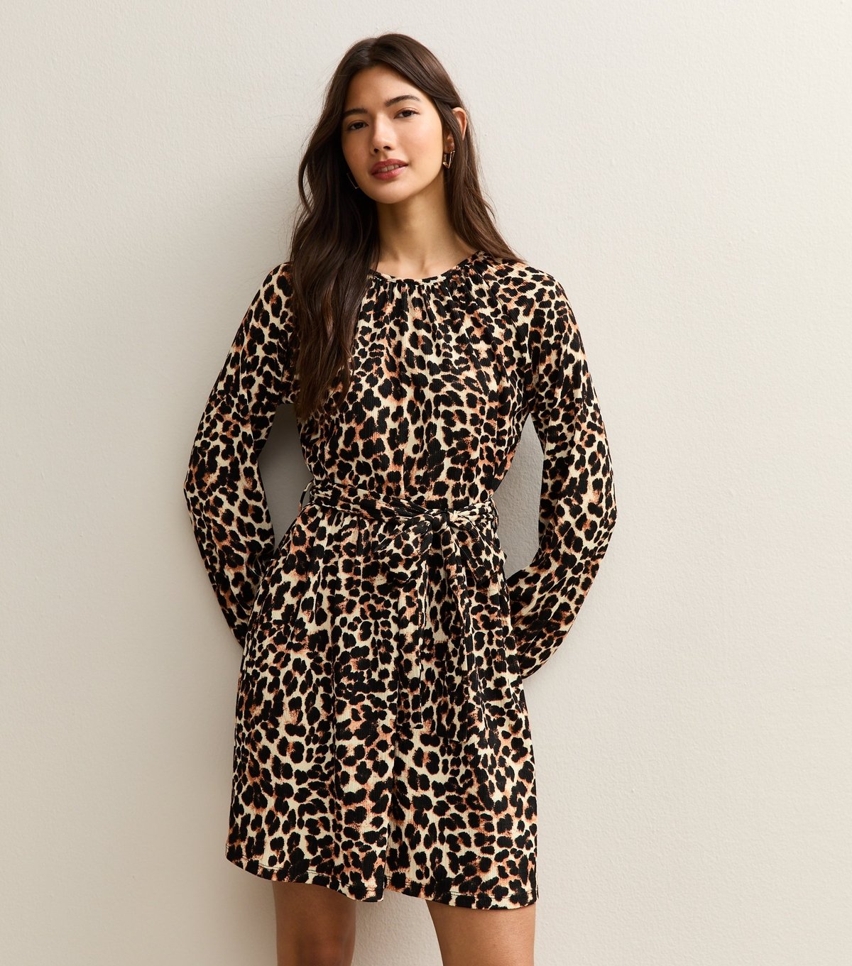 New Look Women's Brown Animal Print Belted Mini Dress New Look - 3