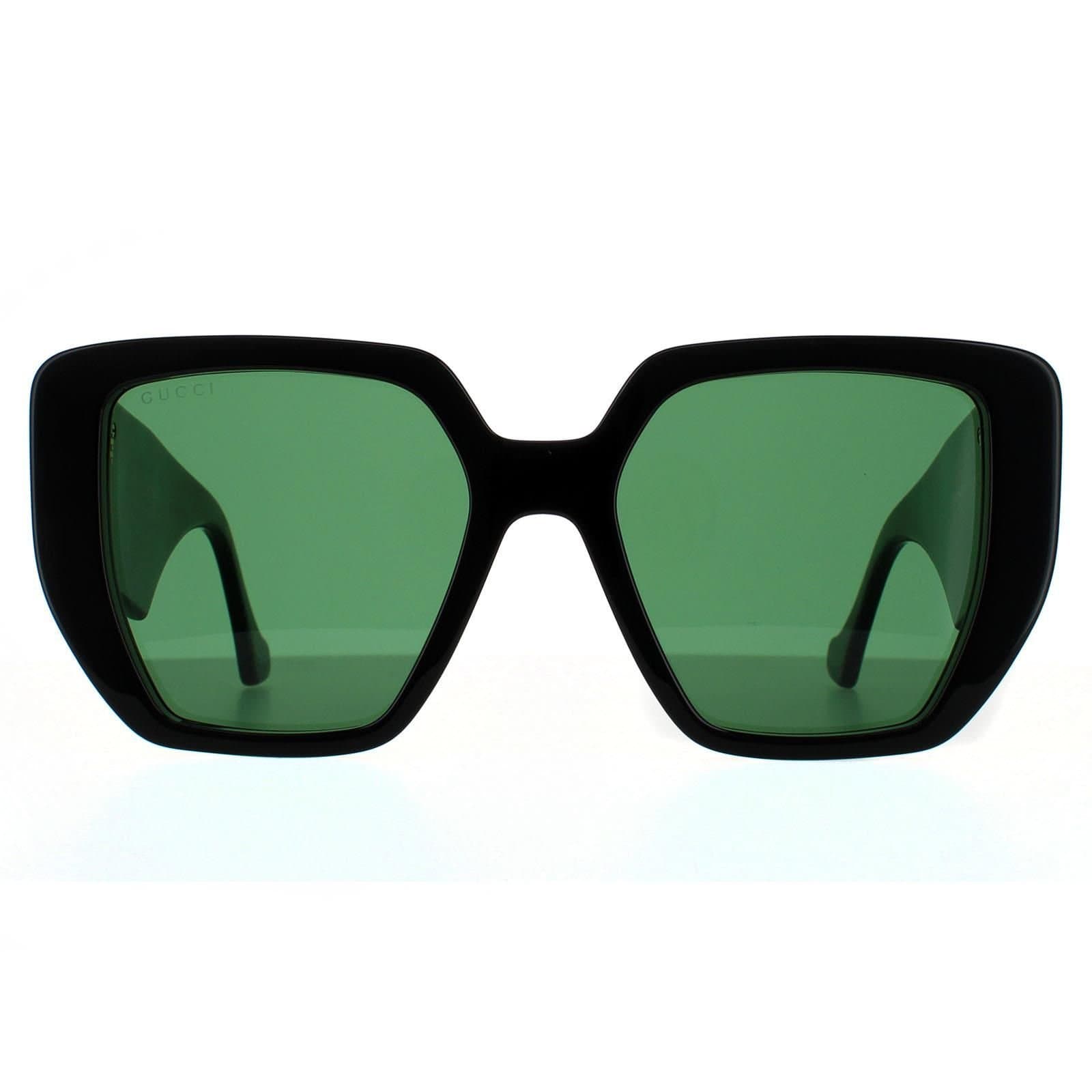 Gucci Gucci Women's Square Black & Green Swirl Green Sunglasses