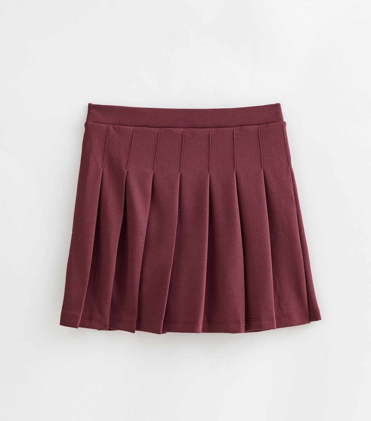New Look Women's Petite Burgundy Crepe Pleated Mini Skirt New Look