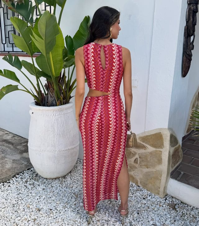 AX Paris Women's Red Crochet Waist Cut Out Midi Dress AX Paris New Look - 3