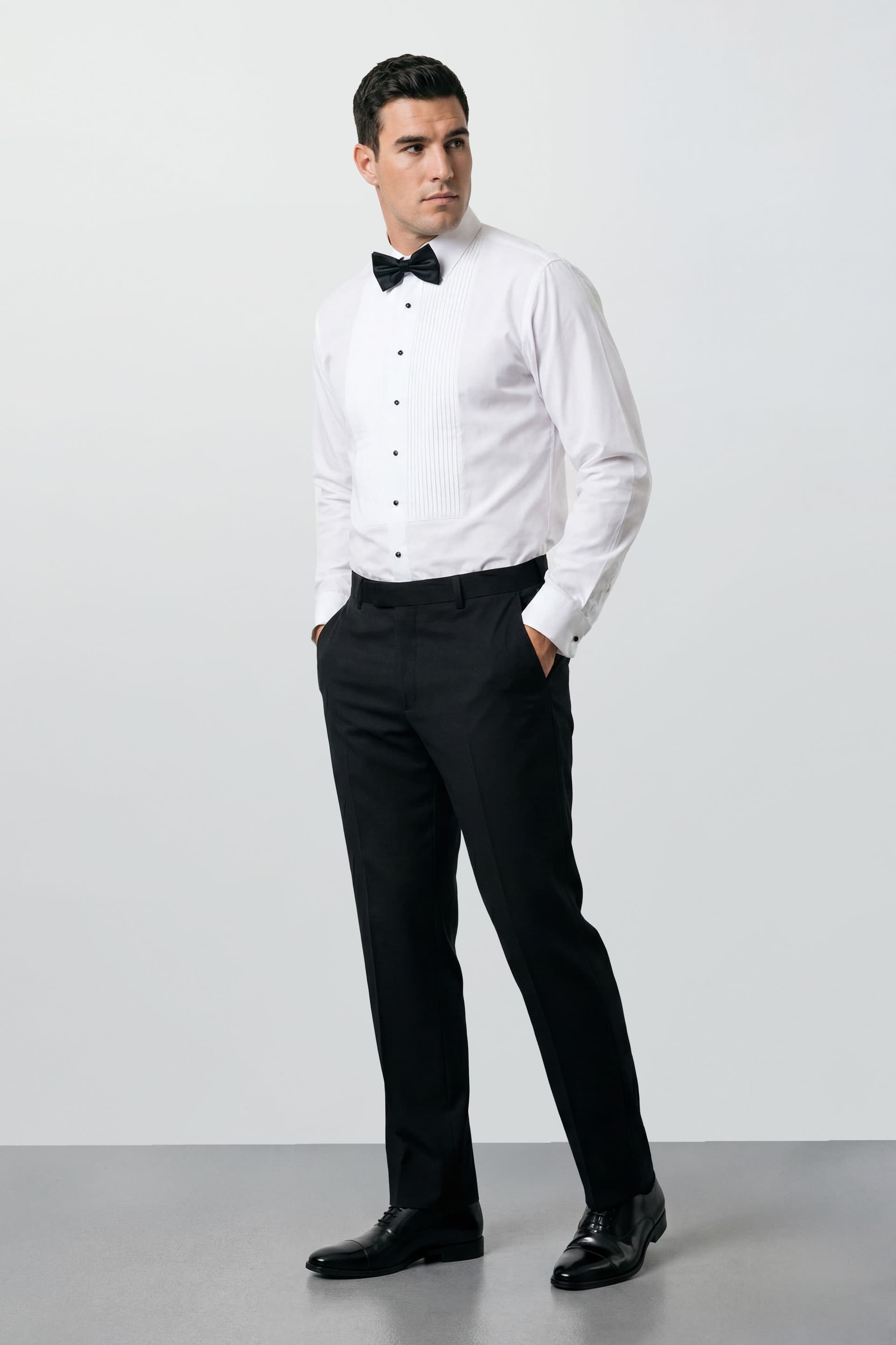 Burton Burton Men's Plus & Tall White Pleated Dress Shirt