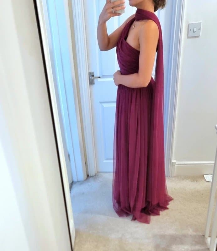 Lace & Beads Lace & Beads Tulle Scarf Maxi Dress One Shoulder Wedding Guest Summer Occasion 8