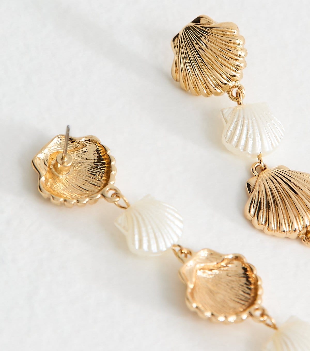 New Look Gold Tone Faux Pearl Shell Drop Earrings New Look - 4