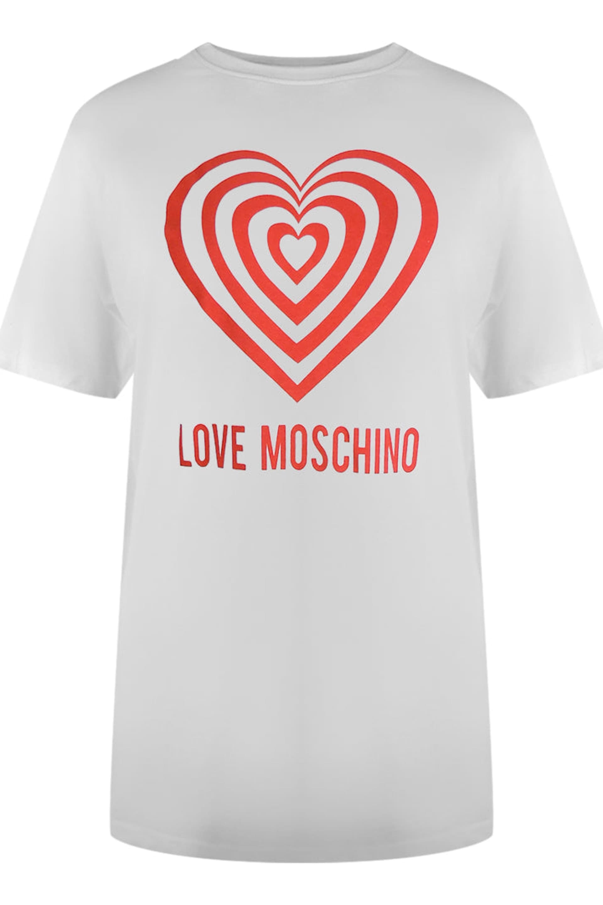 Love Moschino Love Moschino Women's Hypno Heart Short Sleeve Round T-shirt in White