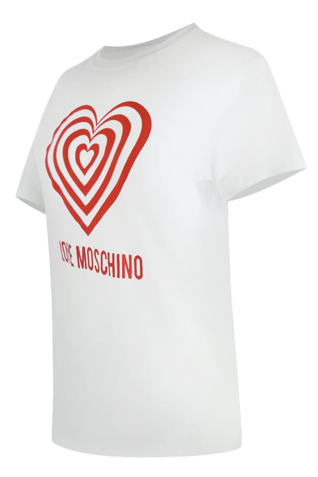 Love Moschino Love Moschino Women's Hypno Heart Short Sleeve Round T-shirt in White - 2