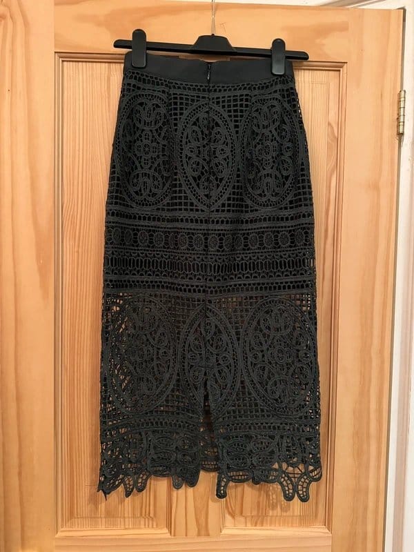 Topshop Dark green lace crochet pencil skirt - 1