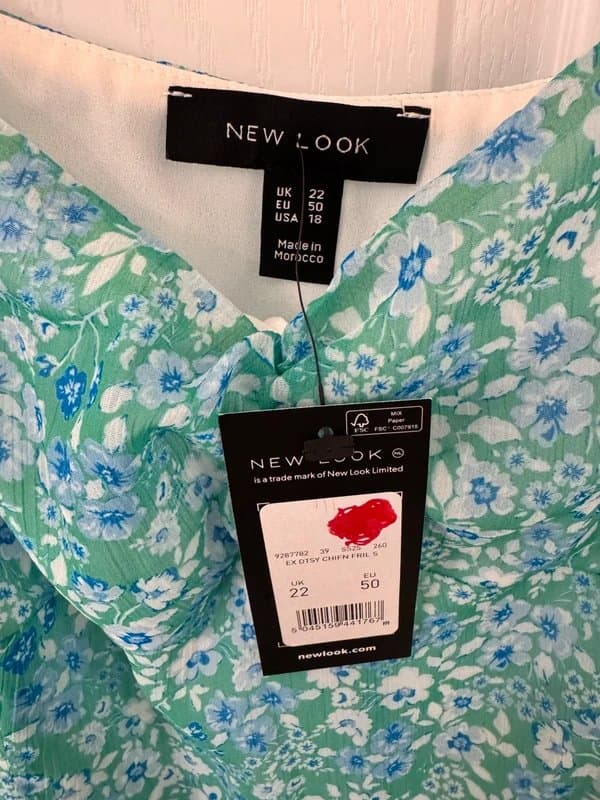 New Look New Look Green Floral Mini Dress UK 22 🌿 Strappy Frill Summer Dress