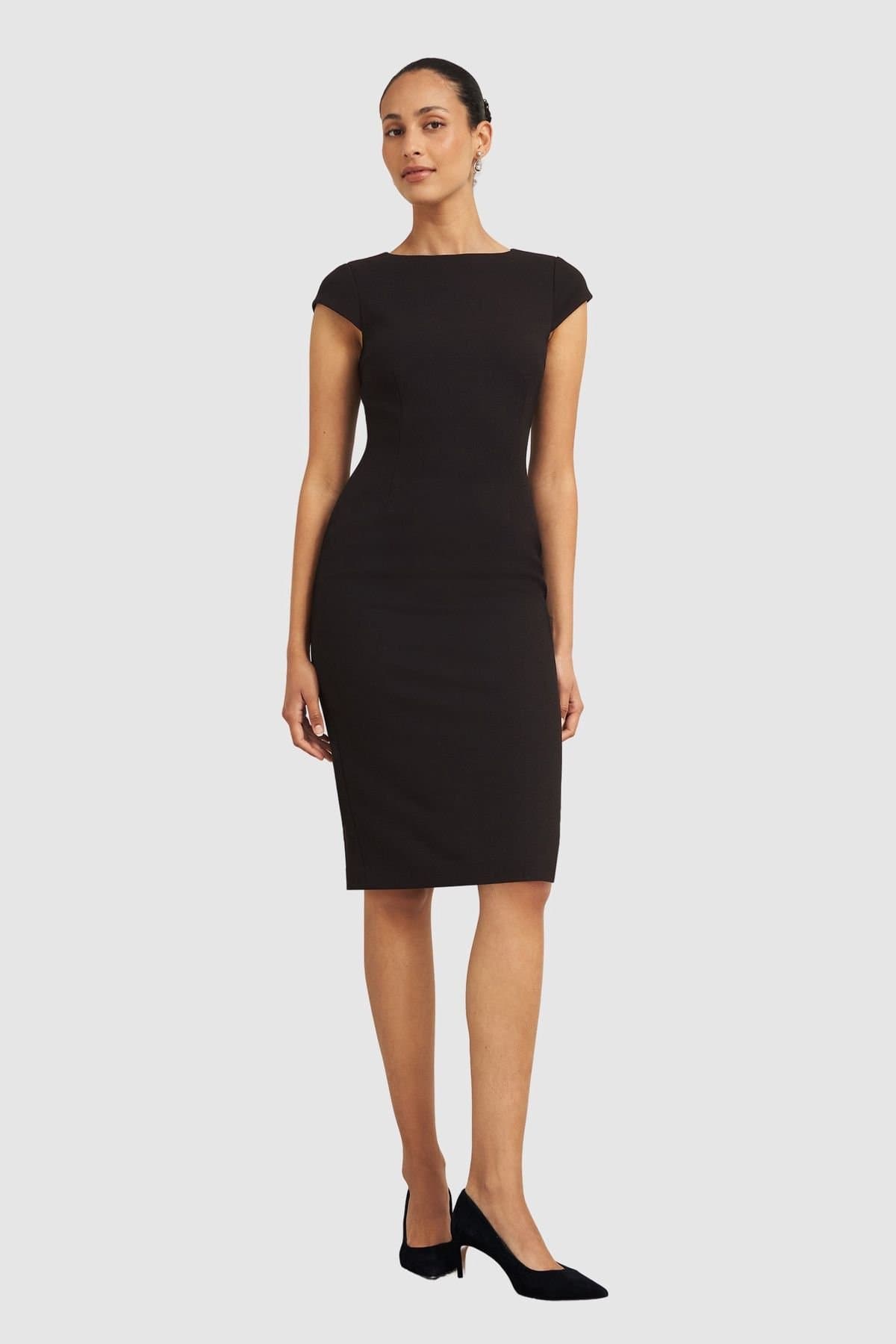 Hobbs London Hobbs London Women's Mia Crew Neck Midi Dress in Black