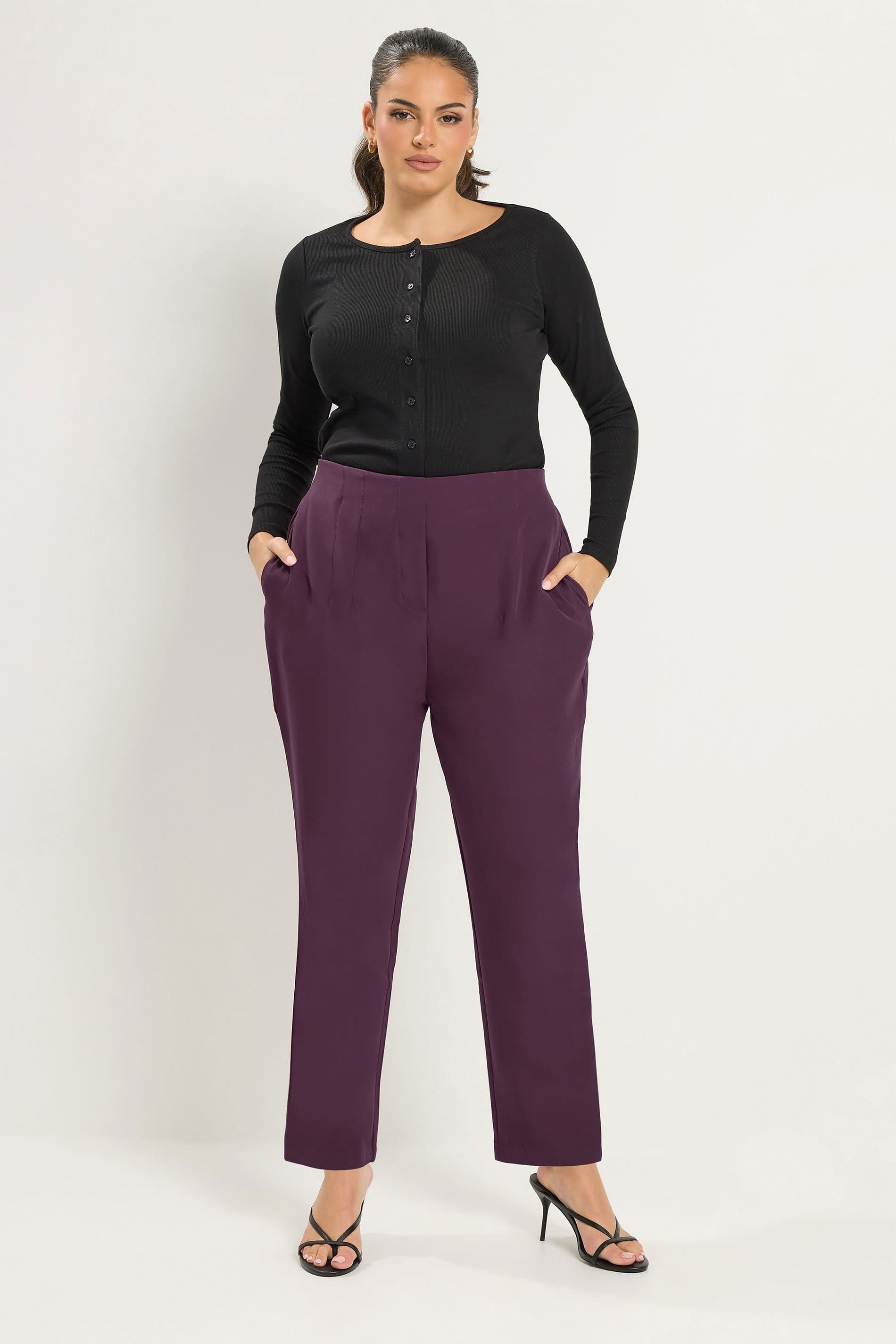 Yours Plus Size Red Darted Waist Trousers