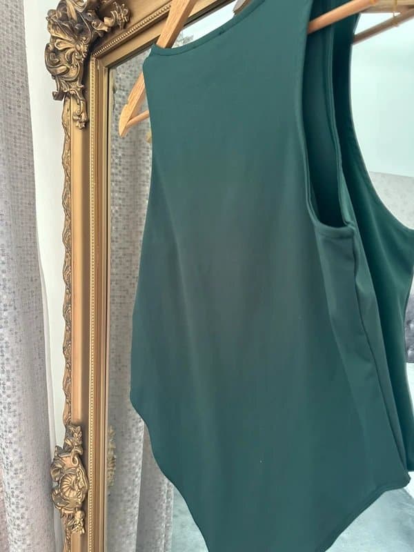 New Look New Look Dark Green Satin Bodysuit – Size 16