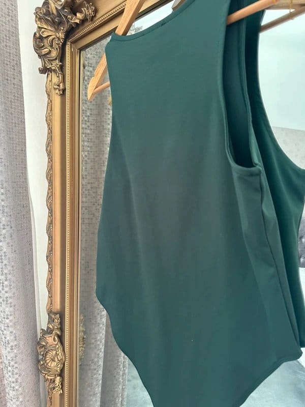 New Look Dark Green Satin Bodysuit – Size 16