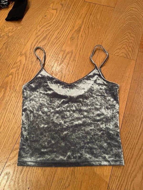 Bershka Blue slinky velvet strappy crop top