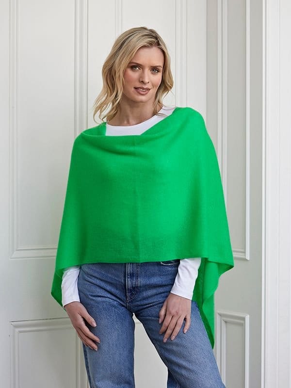 Cove Cove Women's Lucy 4-way Cashmere Poncho in Bright Green - 3