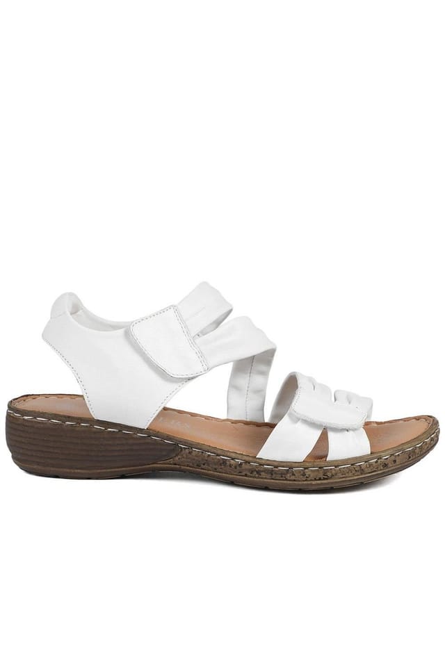 Pavers Pavers Women's Leather Comfort Sandals with Touch Fastening in White - 2