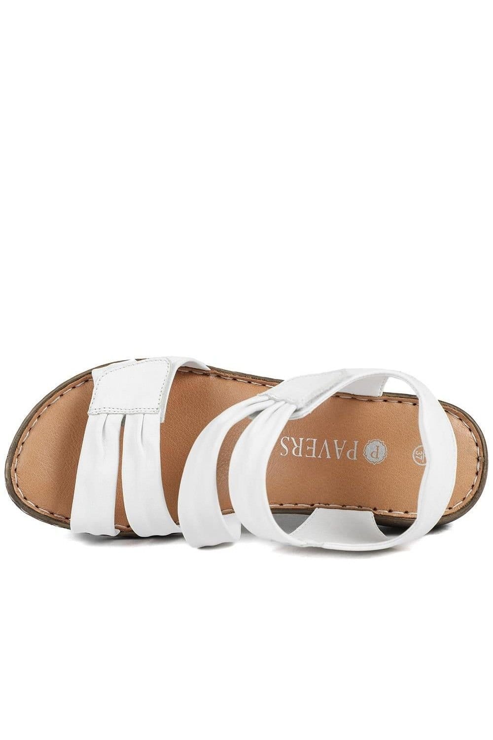 Pavers Pavers Women's Leather Comfort Sandals with Touch Fastening in White - 4