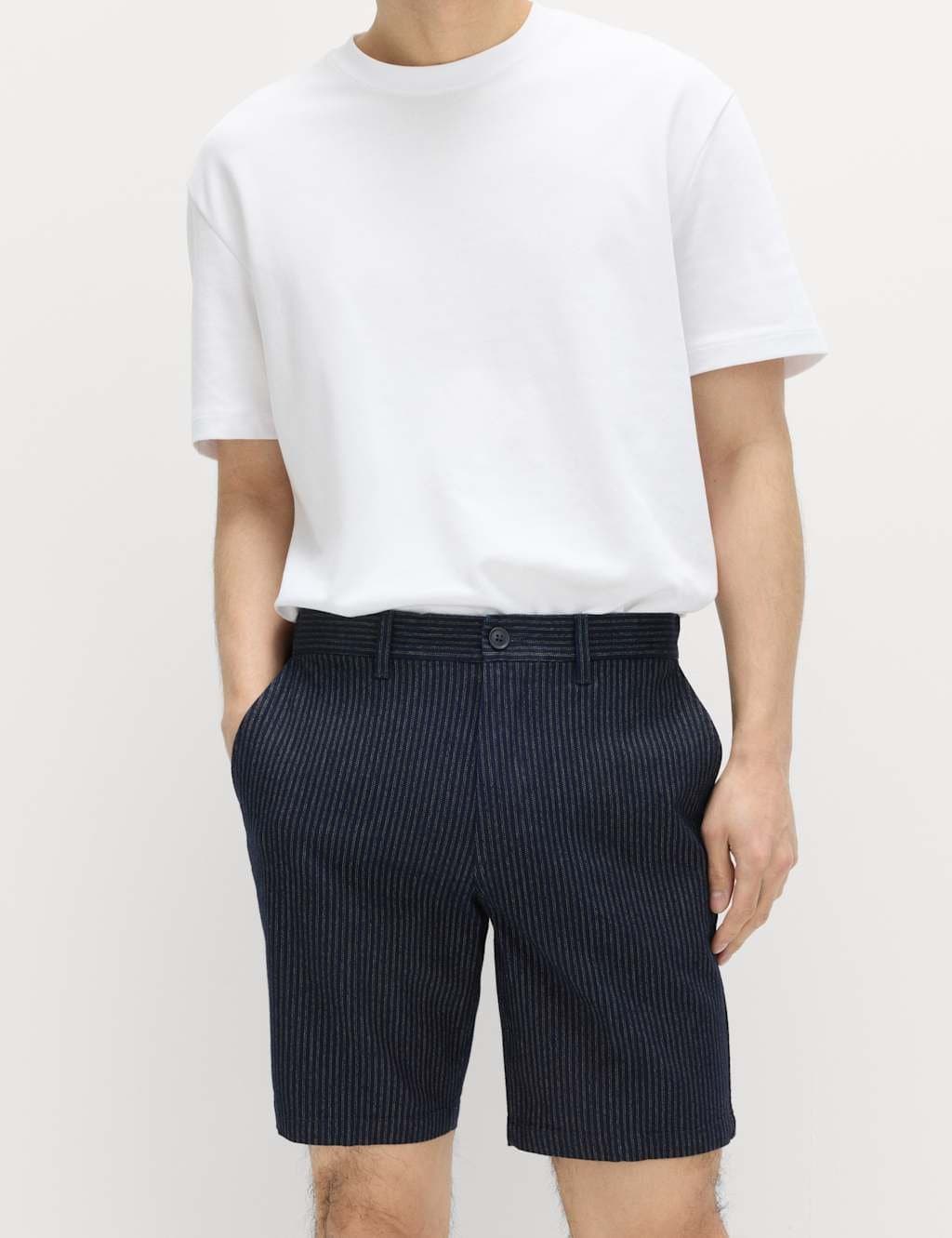 Marks & Spencer M&S Half-Elasticated Waist Chino Shorts Indigo Mix