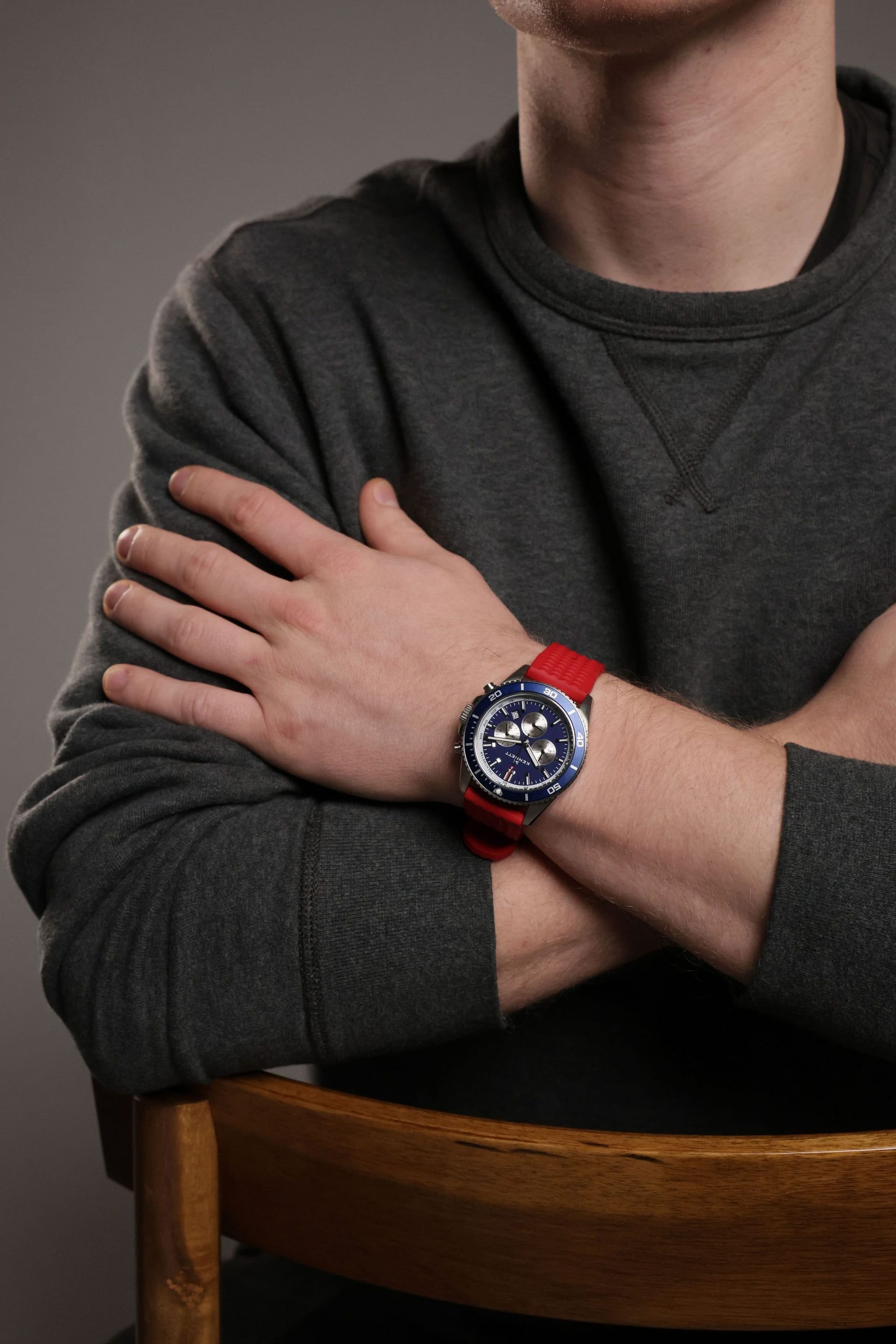 Kennett Kennett Men's PaceSetter Chronograph Watch Nautical Inspired Timepiece in Red - 4