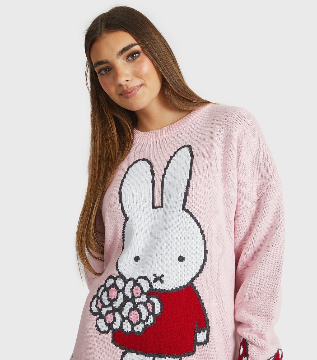 Skinnydip Women's Light Pink Miffy Flower Knit Jumper Skinnydip New Look