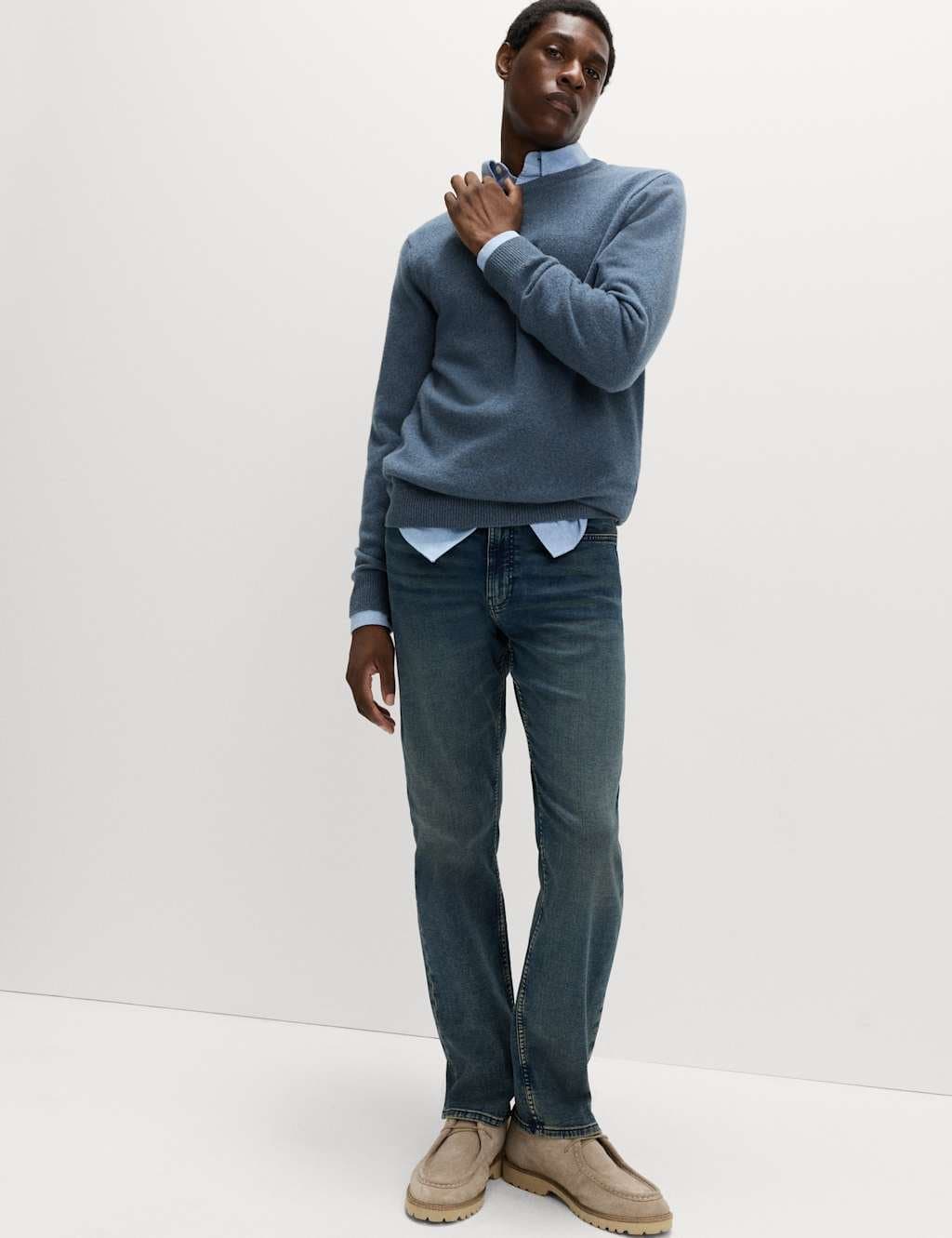 Marks & Spencer M&S Straight Fit Comfort Stretch Jeans Blue Tint