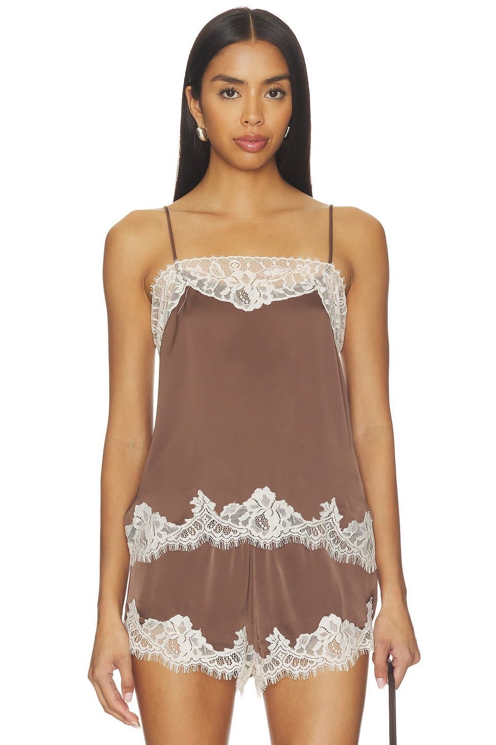 revolve Revolve Chocolate Lace Lace-Trim Cami
