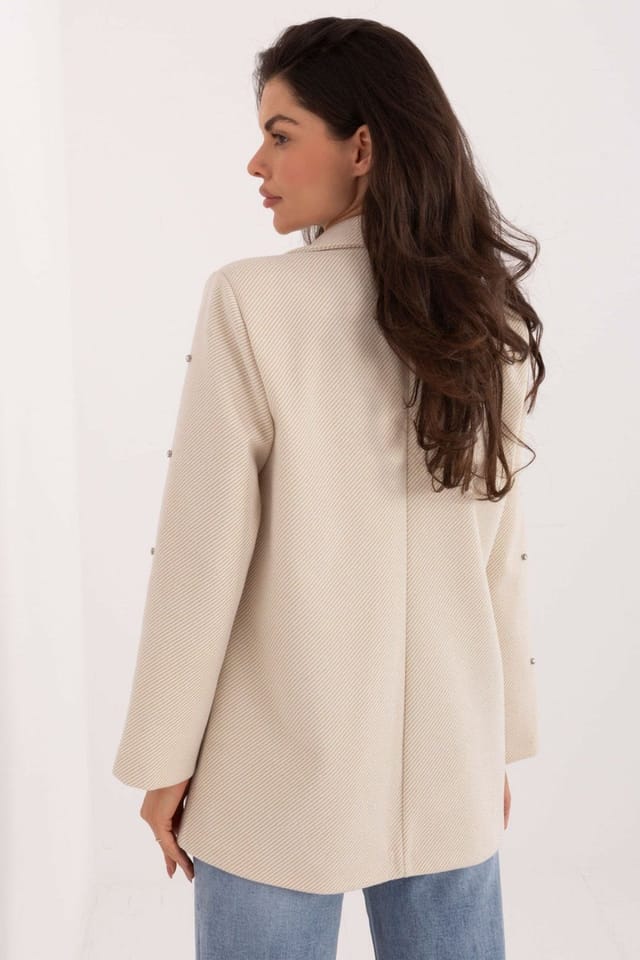 Love Lace Love Lace Women's Embellished Blazer with Zircon Shine in Beige - 2