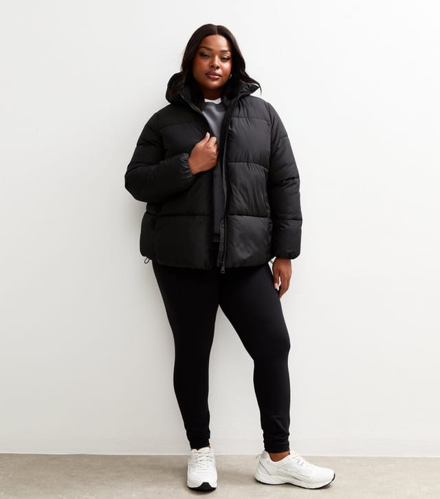 New Look Women's Plus Size Black Cropped Puffer Jacket Curves New Look - 3