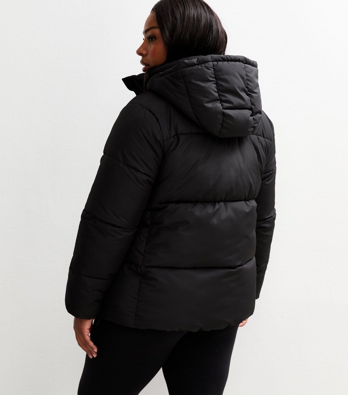 New Look Women's Plus Size Black Cropped Puffer Jacket Curves New Look - 4