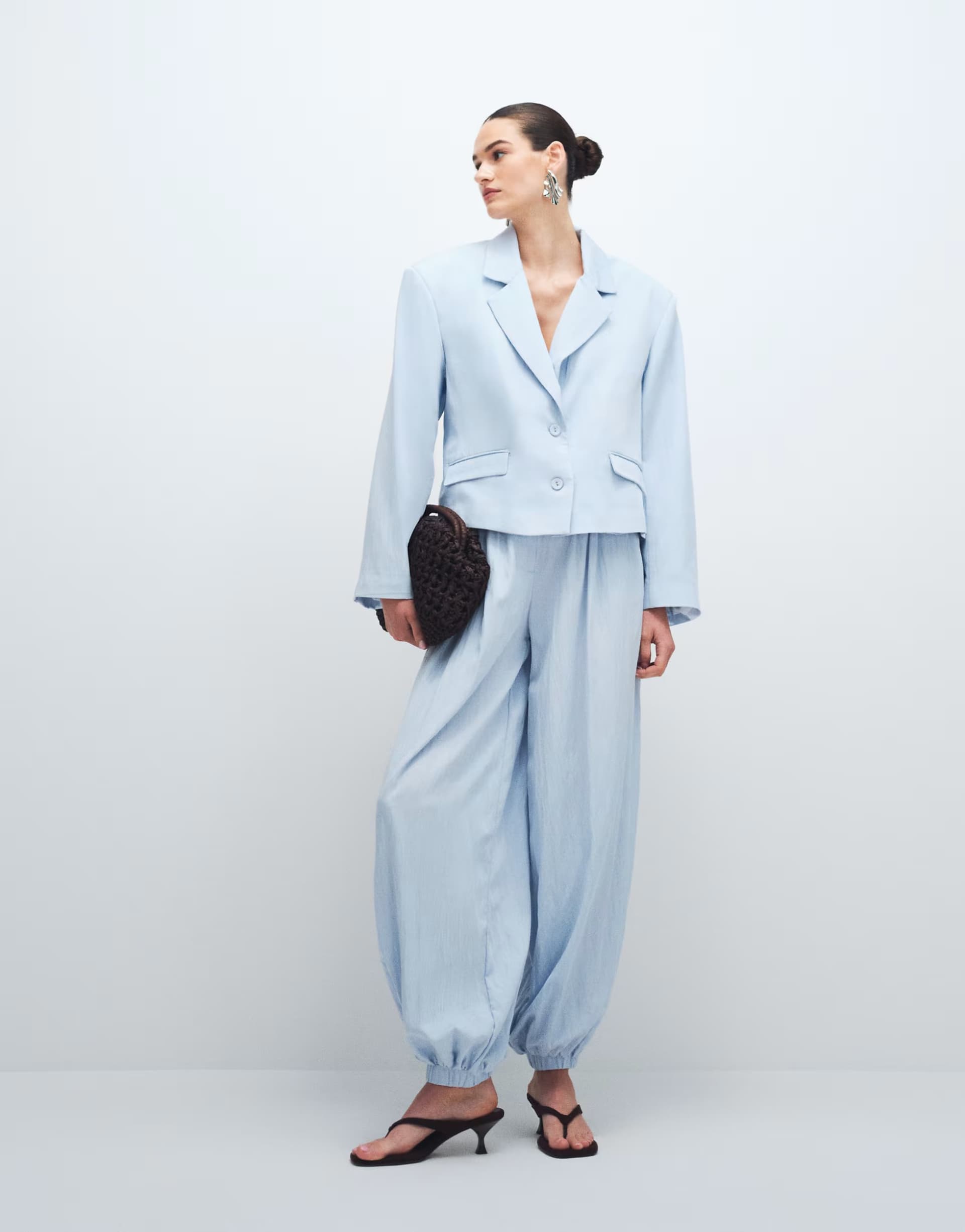 ASOS ASOS Soft Blue Tailored Cuff Hem Balloon Trousers