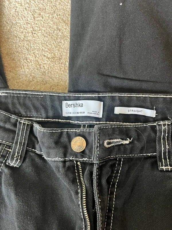 Bershka Bershka Black Straight Jean with Contrast Stitching