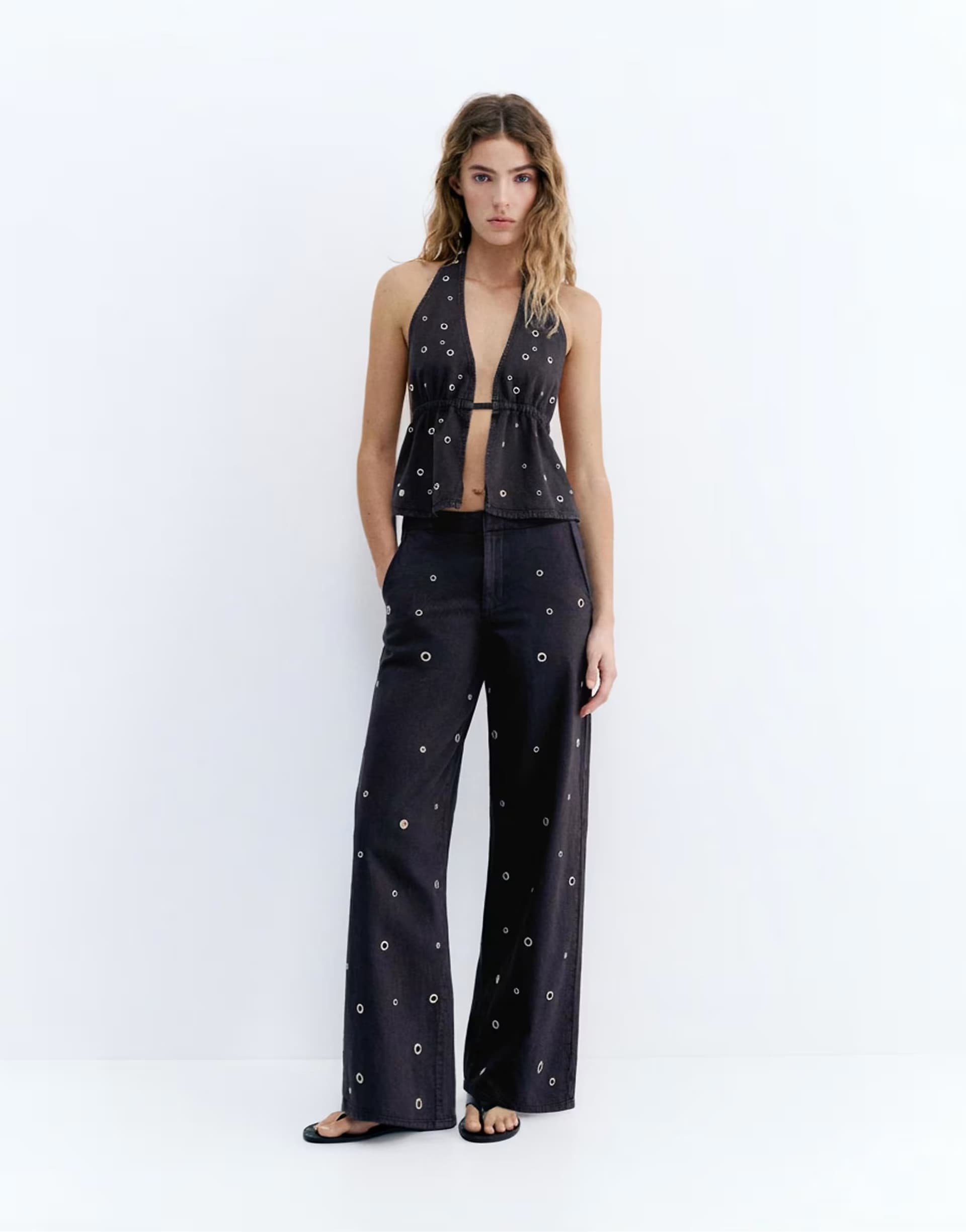 ASOS Pull&bear black eyelets denim set